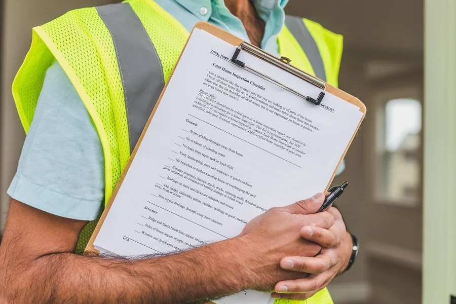 Property inspection checklist on a clipboard